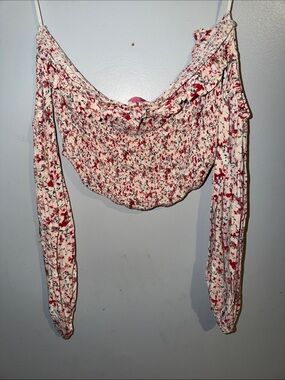 Floral Crop Top with off the shoulder sleeves